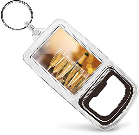1 x Bottle Opener Keyring - Champagne Flute Glasses Celebration |Keychain|Keyring|Charm #16077