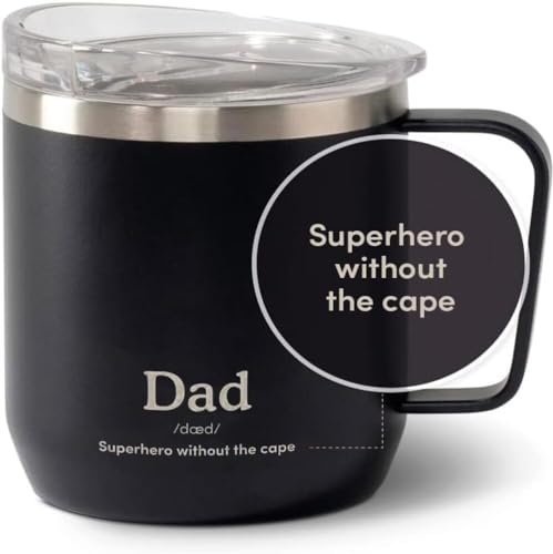 Dad Mug - Superhero Without A Cape | Stainless Steel Tea/Coffee Dad Mug Tumbler with Handle (300ml/ 10.1oz) Vacuum Insulated Travel Tumbler Cup | Dad Gifts from Daughter & Son | VAHDAM