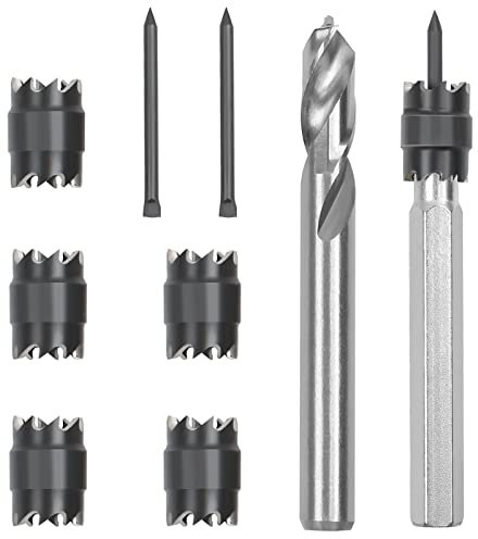 9 Stück Punktschweißschneider Kit, Doppelseitiges Blechlochschneider, 3/8 Zoll Bohrerwerkzeuge, Stanzentferner Abscheider für das automatische Bohren von Karosseriewerkzeugen (mit Aufbewahrungsbox)