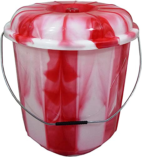 3L/5L/13L/25L Litre Tie Dye Design Plastic Nappy Buckets Bins and Lids with Carry Metal Handle Multipurpose Grain Storage Containers Animal Feeding and Car Washing Buckets (Red) (25 Litre)