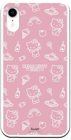 Personalaizer Flexible Silikonhülle für iPhone XR, mit Hello Kitty-Design, Muster auf Rosa, TPU-Schutzhülle, kompatibel mit iPhone XR