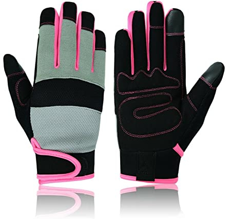 Swift Wear Ladies Protection Work Gloves Mechanic Multipurpose Tradesman Farmer's Gardening DIY Builders (Pink, L)