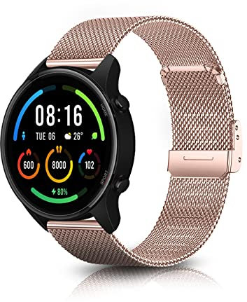 ToVioc 22mm Metall Armband für Xiaomi Watch S4/S4 Sport/S3/S2/S1 Pro/S1 Active/S1, Uhrarmband Edelstahl für Amazfit Bip 6/5,Amazfit Balance/Pop 3S/Cheetah Round/Cheetah Pro - Roségold