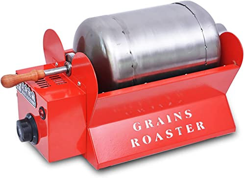 Elektrische Kaffeeröstmaschine Rostfreier Stahl Haushalt Rotations-Kaffeebohnen-Röstmaschine Einstellbare Temperatur Geeignet Zum Backen Von Kaffee, Rohen Bohnen, Tee, Getreide Und Sesam,Rot