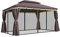 Outsunny Gartenpavillon Pavillon 390 x 290 x 280 cm Gartenzelt Festzelt Partyzelt mit 4 x Seitenteile Moskitonetz wetterfest Aluminium Polyester Kaffee+Schwarz