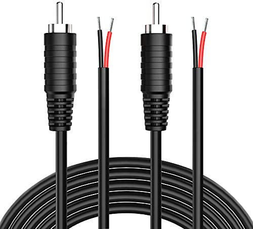 PixelMan(18AWG 6.5ft 2Pcs) Thick RCA Speaker Wire, RCA Male Plug to Bare Wire,18 Gauge Audio Adapter Cable RCA Jack, Stereo Speakers Wire Connector, Video Speaker Cord use for Amplifier Subwoofer TV