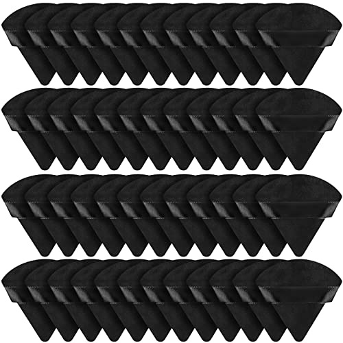 Suclain 48 Pcs Triangle Powder Puff Velour Makeup Sponges,Black