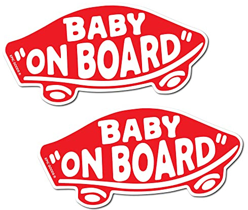 EPIC GOODS Baby On Board Magnet für Autos, LKWs, Vans [2er-Pack] Sicherheitsschild Aufkleber für Kinder, robuster magnetischer Stoßstangen-Aufkleber – Skateboarding, BMX, Babyparty-Geschenk (Magnete –