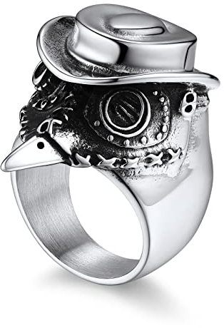 Bandmax Doctor Schnabel Vogel Ringe Männer Gothic Steampunk Ringe Größe 62 Pestdoktor Fingerringe Edelstahl Vogel Bandringe Biker Ringe Tierring Schmuck