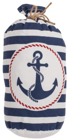 Seaside No.64 - maritimer Türstopper aus Stoff mit Motiv/Logo - blau-weiß gestreift mit Anker auch als Fensterstopper - moderner Beutel für Wohnzimmer, Schlafzimmer, Kinderzimmer