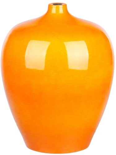 Runde Blumenvase Terrakotta handgefertigt orange 37 cm bauchig Modern Terrasa