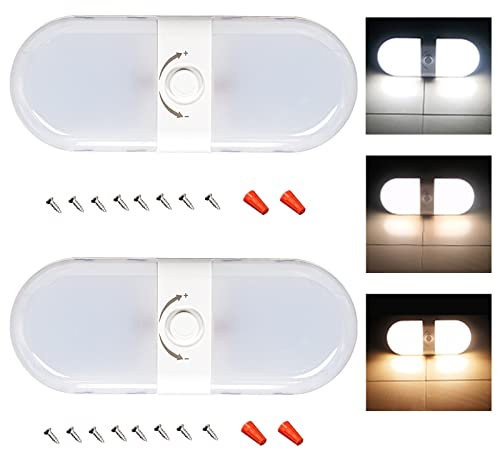 12v Led Lampen Wohnmobil, LED Wohnwagen Deckenleuchte mit Schalter, Led Tricolor Dimmen Auto Innenbeleuchtung für DC 12-24v Auto LKW Wohnwagen Wohnmobil Camping Boot