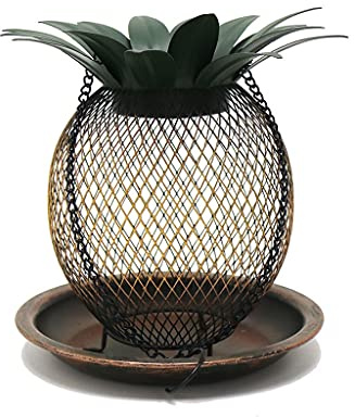 Wrought Eisen Ananas Outdoor Hanging Kolibri Vogel-Feeder mit Solar Led Licht