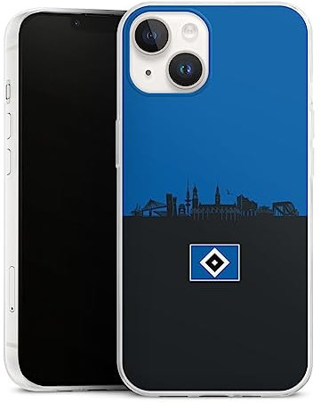 Slim Case kompatibel mit Apple iPhone 14 Silikon Handyhülle transparent Hülle extra dünn HSV Hamburg Skyline