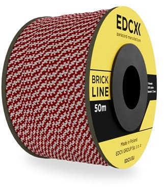 EdcX Maurerschnur ⌀1,7 mm | 50m, 100m und 300m | Nylon | Ziegellinie, Bauschnur, Gartenarbeit, Mason's Schnur | Reißfestes, wetterfestes Netzkabel mit geringer Dehnung (White+Red, 50 m)