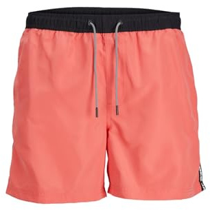 JACK & JONES Herren JPSTFIJI JJSWIM Black Tape LY SN Shorts 12253129,Hot Coral,M