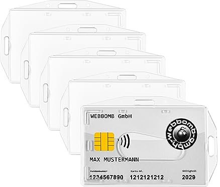 WEBBOMB Ausweishüllen transparent Kartenhalter mit Daumenausschub horizontal und vertikal verwendbar Dual-Use Ausweishalter aus Hartplastik Karten Schutzhülle (5)