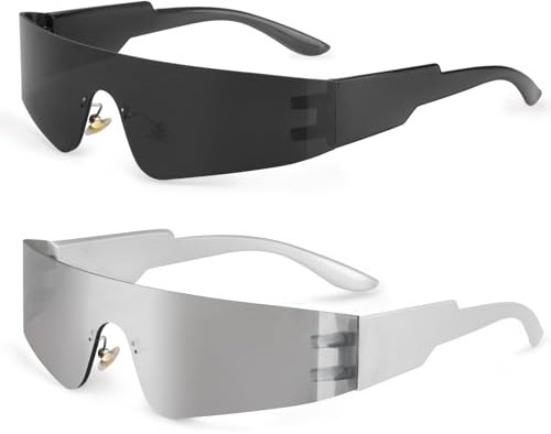 Hxezoc Techno-Brille, Futuristen, 2 Stück, für Party, Cosplay, Kostüm