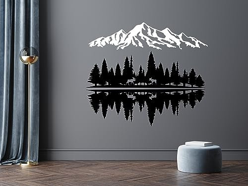 VAILLA Berge Wanddeko, Wandbild aus Holz, Wand deko in Schwarz Gold, 3D Bilder, Wandbilder Home Wall Art Dekoration, Wandaufkleber, Moderne Deko, Bilder für Zuhause Schlafzimmer, Wohnzimmer (Berge 21)