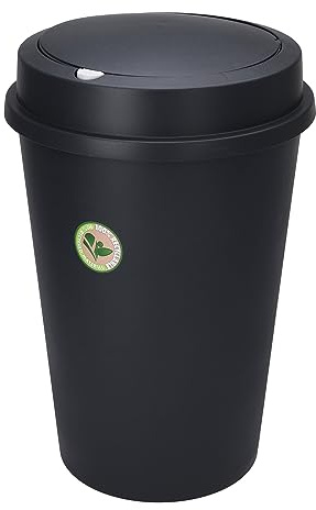 Abfalleimer Mülleimer 47 L Kunststoff aus 90% recycelt Material Anthrazit Abnehmbar Müllbehälter Abwaschbar