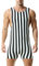 DTODWW Herren gestreifter Wrestling-Body Einteiler Badeanzug Dehnbar Baselayer Pyjama Turnanzug Athletischer Jumpsuit, schwarz/weiß, Large