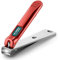 MR.GREEN Nail Clippers Curved Blades Fingernail Cutter Nippers Manicure Scissors Stainless Steel Pedicure Tools with Nail Flies (Medium-Red)