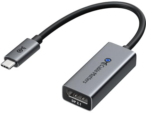 Cable Matters Adaptateur 80Gbps USB C vers DisplayPort 2.1, 16K@60hz, 8K@240hz, 4K@960Hz et support HDR - Thunderbolt 5/4, USB4 Compatible avec les casques VR, MacBook Pro, iPad Pro, XPS, Surface Pro