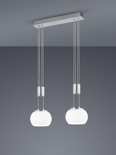 lightling Harrison LED Pendelleuchte, 2-flammig, Switch Dimmer, Breite: 52 cm, Höhe: 95-150 cm, Nickel matt, 8 Watt