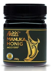 Manuka Miele AHITI dalla Nuova Zelanda, certificato di laboratorio e di origine verificata direttamente dal produttore, riempito in contenitori di PET riciclati opachi (250G, MGO 1000+)