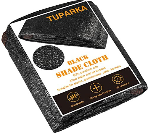 TUPARKA 90% Shade Cloth Mesh Tarp 6.5ftX10ft Sunshade Shade Cloth Net Black Mesh Shade Cloth for patio Garden Kennel Greenhouse Plant