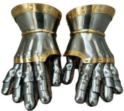 Mittelalterliche Fingerpanzerhandschuhe historische Nazgul Armhandschuhe Eisen Stahl Ritter Larp Krieger Gauntlet Kreuzritter Arm Handschuhe Rollenspiel Kostüm, silber, Einheitsgröße