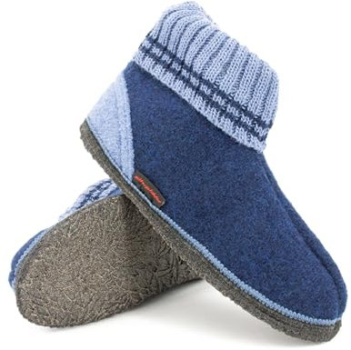 kitz-pichler Hüttenschuh Ötz - Hausschuh für Damen & Herren | 100% Schurwolle Inkblu/atlantic, 44