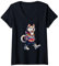 Damen Hundejacke Husky, Braun T-Shirt mit V-Ausschnitt
