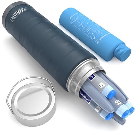 DISONCARE 74H 7 Insulin Pen Kühltasche 2-8 Grad Medikamente Kühltasche für Reisen TSA kleine Kühlbox Diabetiker Tasche für unterwegs mit 2 Kühlakkus | QR Medizinische Aufkleber(Blau)