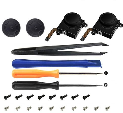 Joystick-Ersatz, Hall-Sensing-Reparatur-Werkzeug-Set für Nintendo Switch, inklusive 2 analogen Joysticks, 2 Thumbsticks, T6/T8-Schraubendreher, Pinzette, 18 Schrauben, Hebelstange