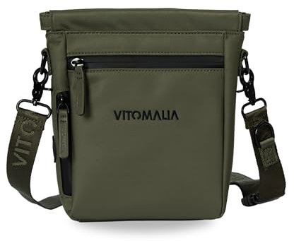 Vitomalia® Deluxe Tasche für Hunde: Multifunktionale Umhängetasche mit waschbarer Leckerlitasche, Gassitasche, Futtertasche, Kotbeutelspender & Magnetverschluss - Perfekt für Gassi & Trainig (Khaki)