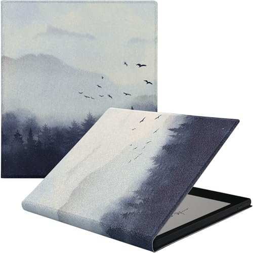 GOVTVA Étui pour tablette Onyx Boox 7 Go Color 7/Boox Page/Boox Leaf3 C/Leaf3/Leaf2 ultra mince en cuir magnétique avec mise en veille/réveil automatique et fermeture magnétique (forêt brumeuse)