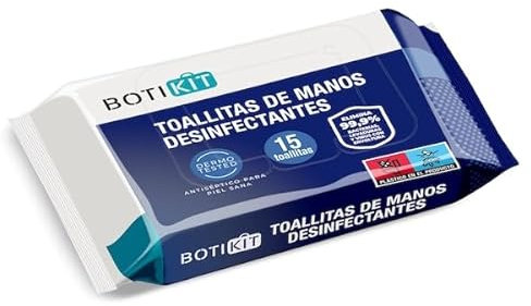 Toallitas de manos desinfectantes Botikit de Dia bolsa 15 unidades