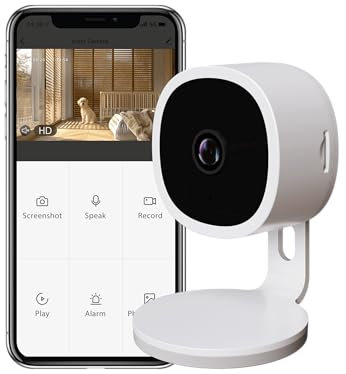 CALEX Caméra de Sécurité Intérieure Connectée - WiFi, 2K (Full HD), Vision Nocturne, Audio Bidirectionnel, Détection de Mouvement, Blanc