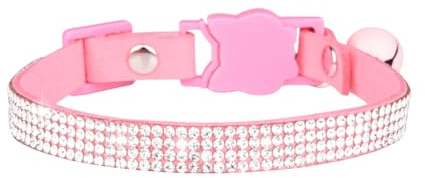 FSSTUD - Collier pour chat en cuir suédé avec strass, réglable, détachable, Collier pour chaton mignon avec strass, Collier de sécurité avec boucle pour animal domestique, avec clochette, pour chiot