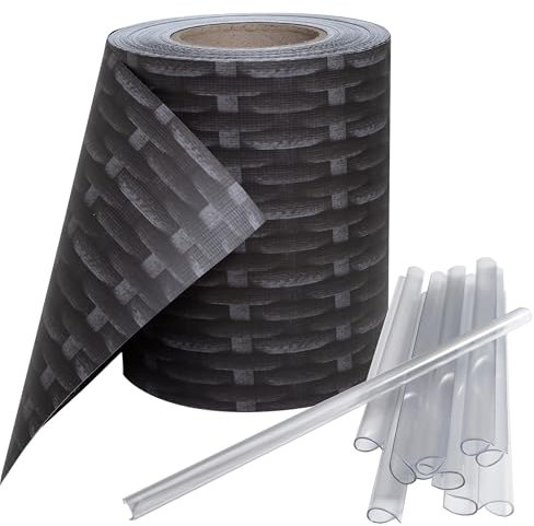 Stel4Style PVC Sichtschutz Streifen Privatsphäre Doppelstabmatten Zaun Folie inkl. 30 Befestigungsclips, Farbe:Rattan, Länge:70m (2X 35m)