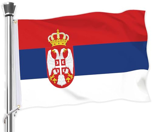 Serbia Serbien Flagge, große 3x5 FT serbische Flagge, 36x60 Zoll große digitale doppelt gedruckte langlebige 75D dicke Polyester Dekorationen mit 2 Messing Grommet