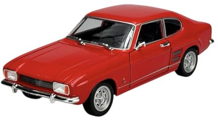 Welly Modell Auto Kompatibel mit Ford Capri I Coupe Rot 1. Generation 1968-1973 1/24 1:24 Metall Modell Auto Die Cast Neu im Kasten