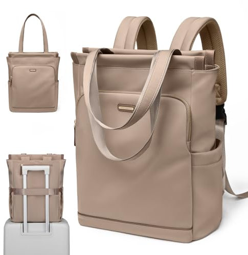 GOLF SUPAGS Sac à dos Convertible pour Ordinateur Portable pour Femmes Sac de Voyage Décontracté Notebook pour Travail Collège Voyage Loisirs (Champagne, 15.6 Pouces)
