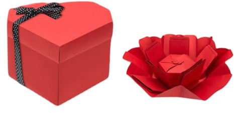 Pasdrucn DIY Geschenkbox Überraschungsbox Herz, DIY Explosionsbox Geburtstag, Explosionsbox, Geburtstag (Rot,Halbfertige Produkte)