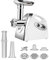 Kouamor Tritacarne elettrico 3 in 1 [2800 W max] con 3 piastre abrasive in acciaio inox, clip per carne, pressa multi hamburger, uso domestico, acciaio inox (bianco)