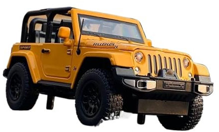 1 32 Per Jeep Wrangler Rubicon Modello Auto In Lega Metallo Colato Simulazione Ad Alta Fedeltà Veicolo Fuoristrada Giocattolo Giocattoli Metal Vehicles non RC(Yellow)