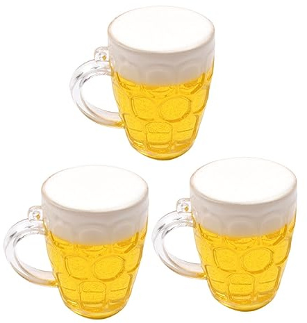 Mobestech 3pcs Simulation Beer Glass Cake Decoration for Father's Day Party Supplies Beer Glass Decor Cake Accessories for Dad's Birthday Celebration