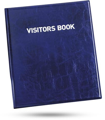 Durable Visitor Book Leather 100 Perforated Badge Inserts GDPR Compliant Visitor Management A4 Sign in and Out Log Guest Book for Office Christening Birthday Wedding Event 90 x 60 mm