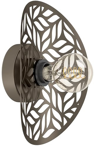 Eglo Indoor wall Light Swaby, lamp with Decorative lampshade | bedroom and living room lighting, bronze steel, E27 socket